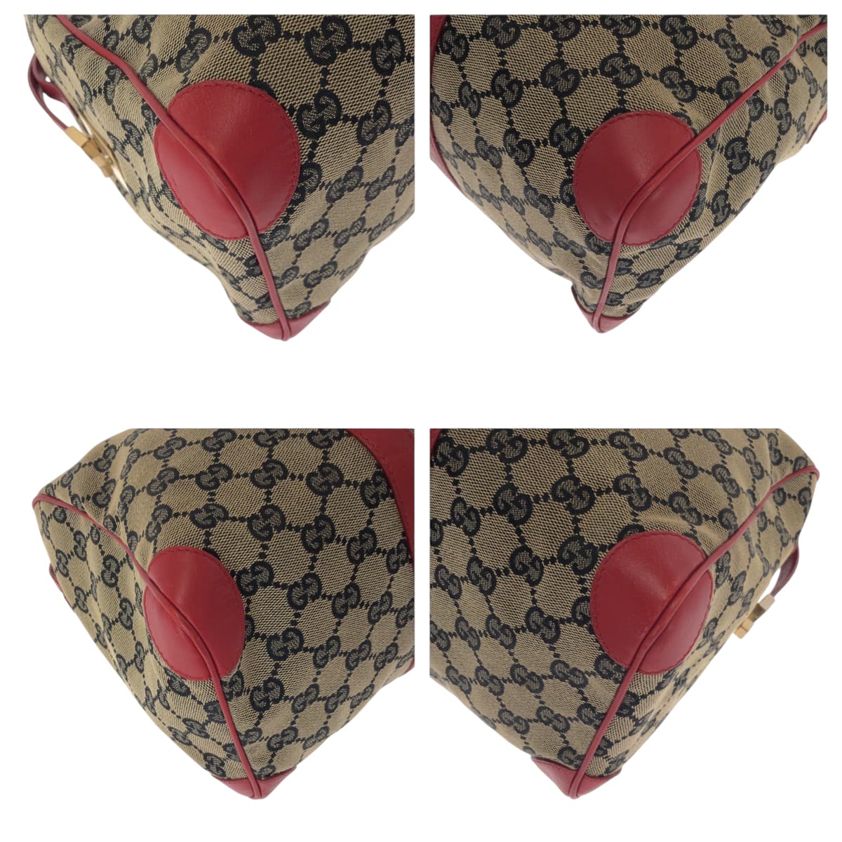 GUCCI Handbag 000 0846 GG canvas Beige Red Gold Metal Handbags Mini Boston Duffel bag Women
