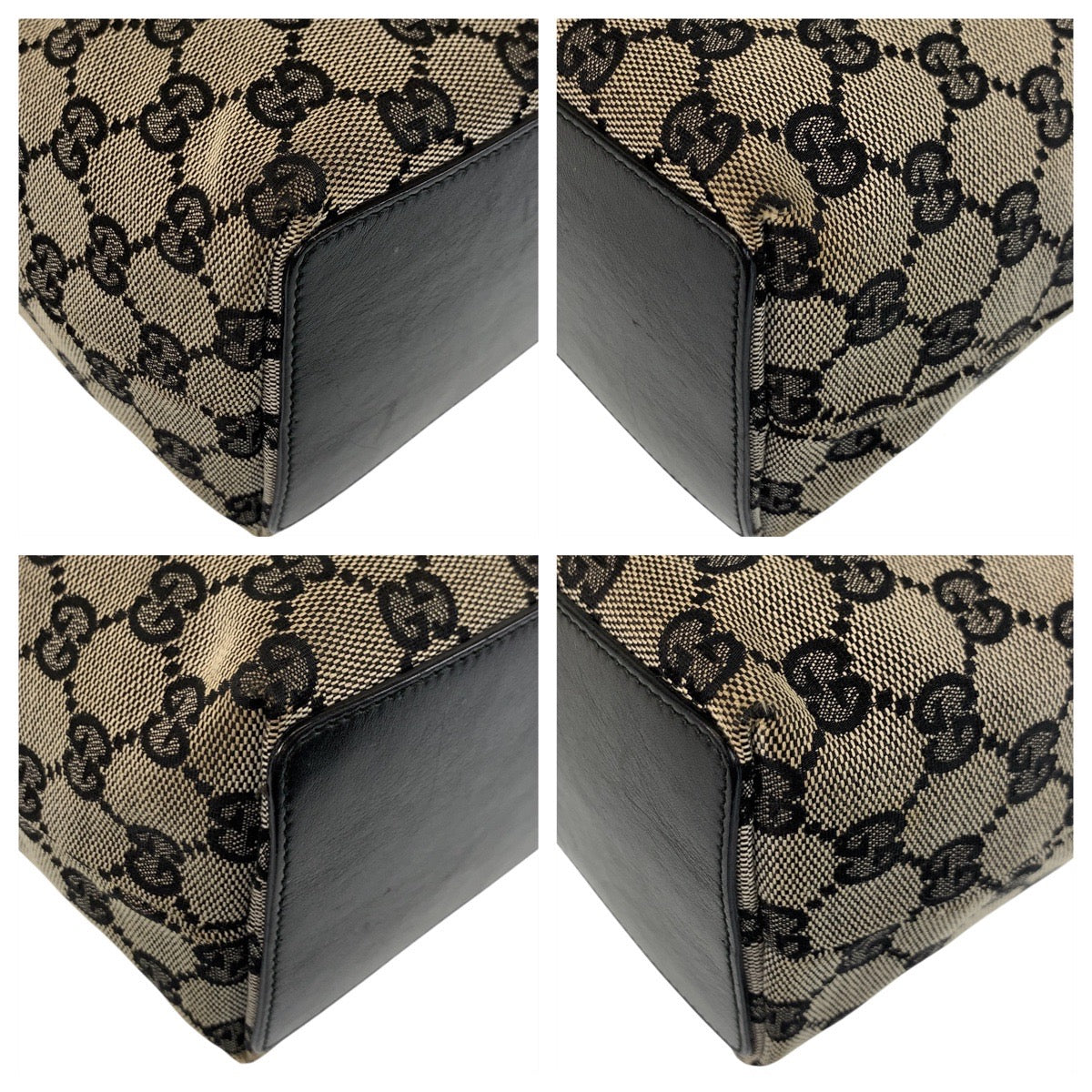 GUCCI Tote Bag 002 1099 GG canvas, leather Gray Black Gold Metal Tote Bag Shoulder Bag Women