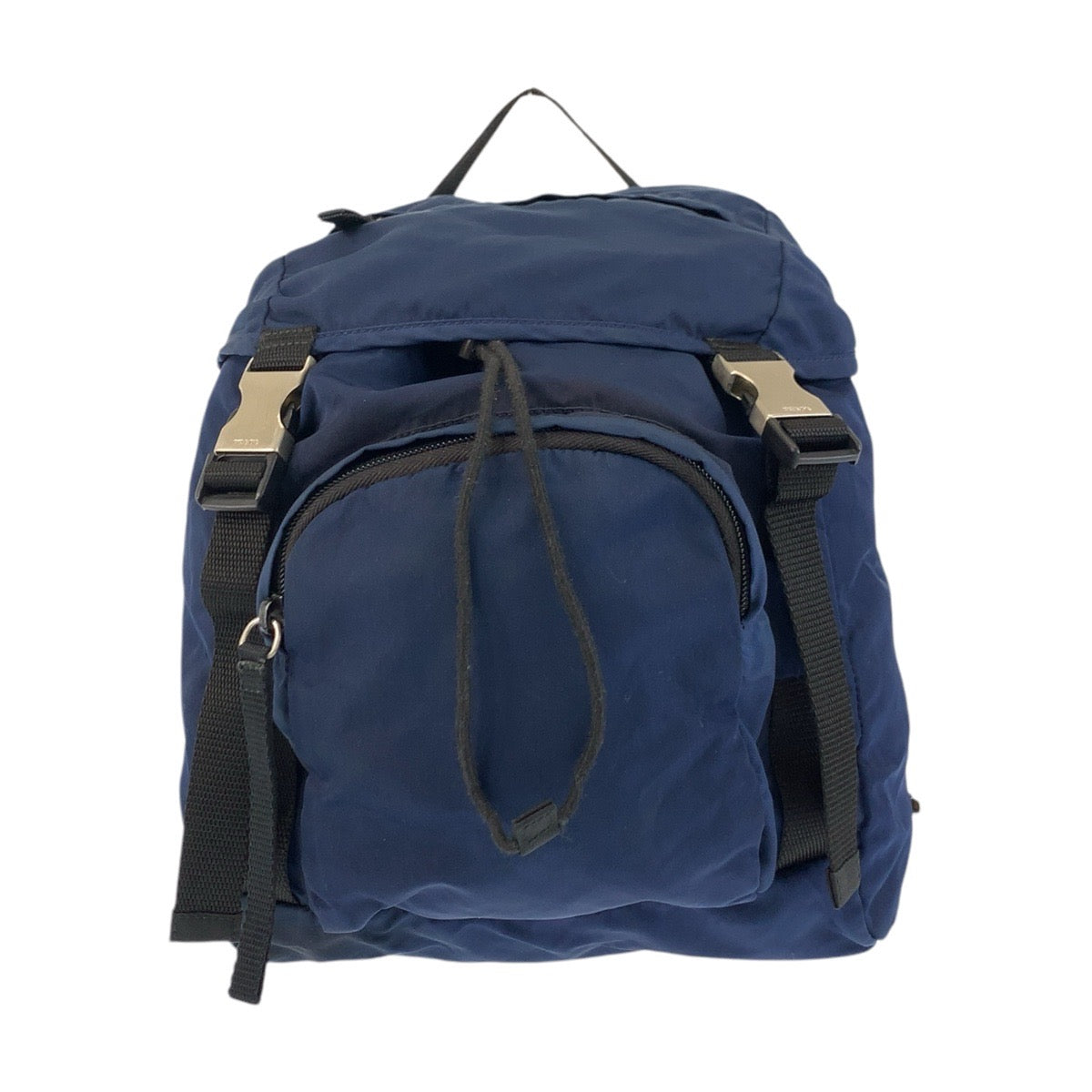 PRADA Backpack Nylon Navy SilverMetal Backpack Backpack Test Triangle With logo Women