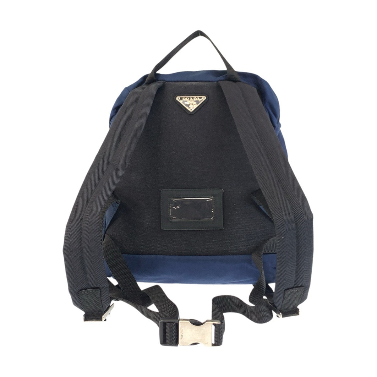 PRADA Backpack Nylon Navy SilverMetal Backpack Backpack Test Triangle With logo Women