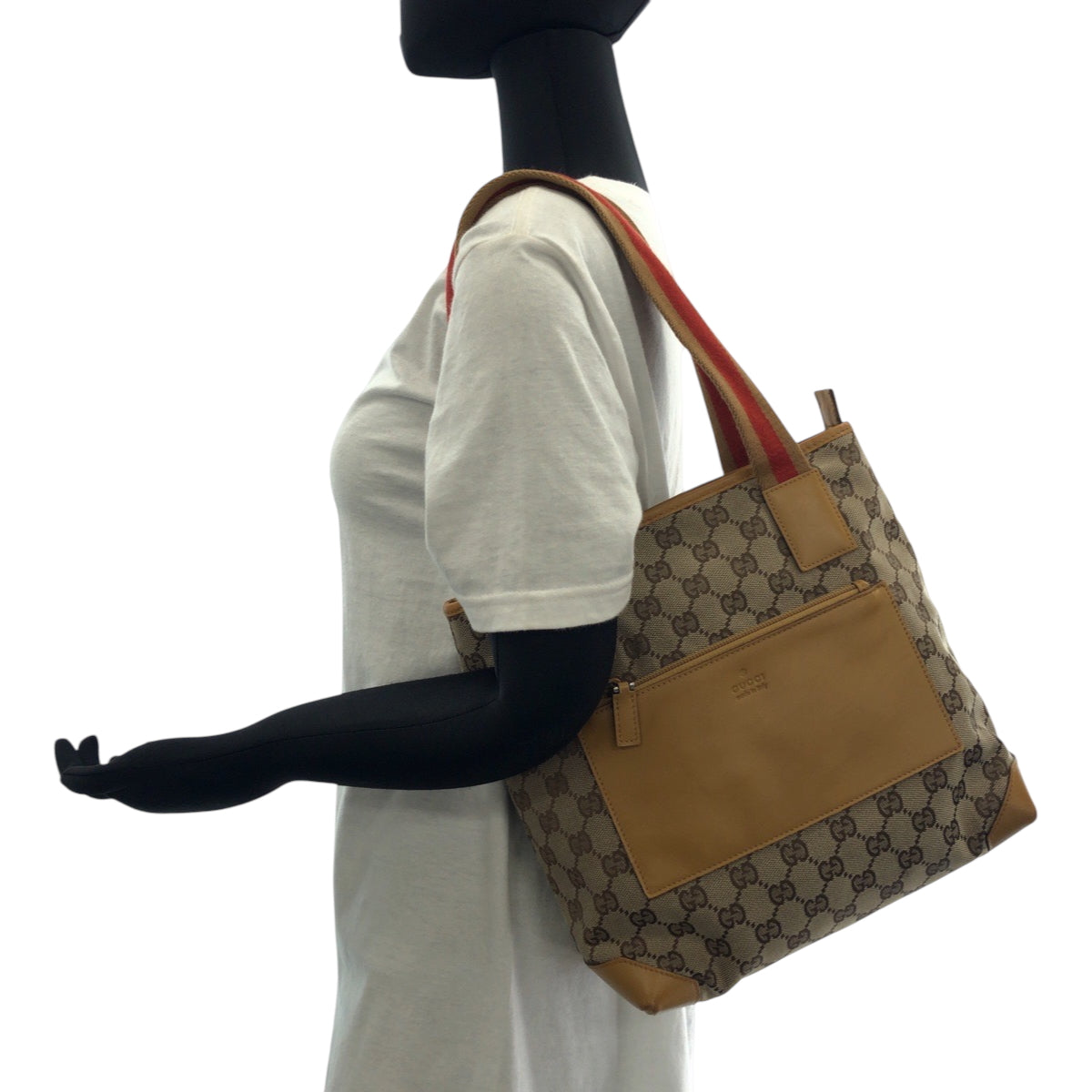 GUCCI Handbag 019 0402 GG canvas Beige Camel Orange SilverMetal Handbag Tote Bag Women