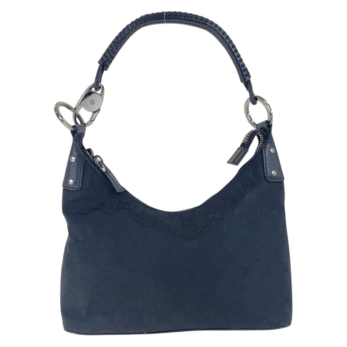 GUCCI Shoulder Bag 115002 GG canvas, leather Black SilverMetal Hobo Shoulder Bag Women