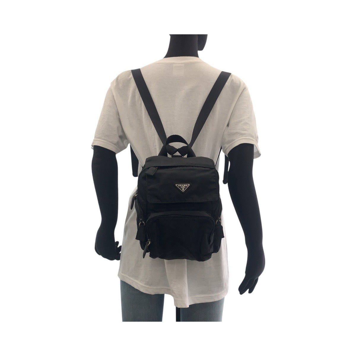 PRADA Backpack Nylon Black SilverMetal Backpacks & Daypacks Backpacks Test Triangle With logo Women