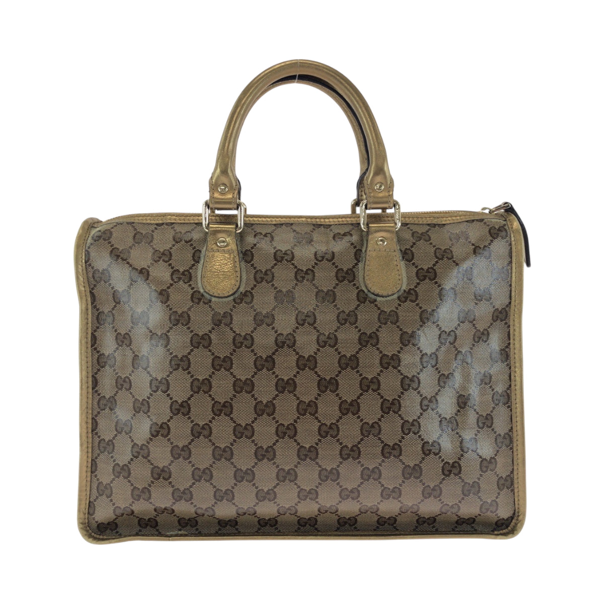 GUCCI Tote Bag 190259 PVC Brown Gold Gold Metal Tote Bag handbag GG crystal Women