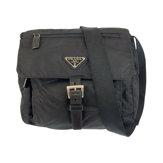PRADA Shoulder Bag Nylon, Leather Black SilverMetal Shoulder Bag pochette Test Triangle With logo Women