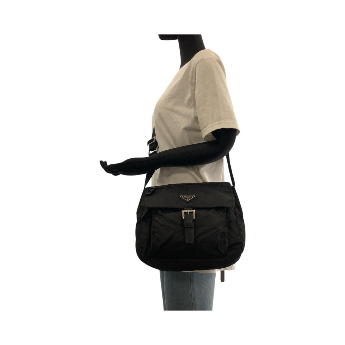 PRADA Shoulder Bag Nylon, Leather Black SilverMetal Shoulder Bag pochette Test Triangle With logo Women - Style 5