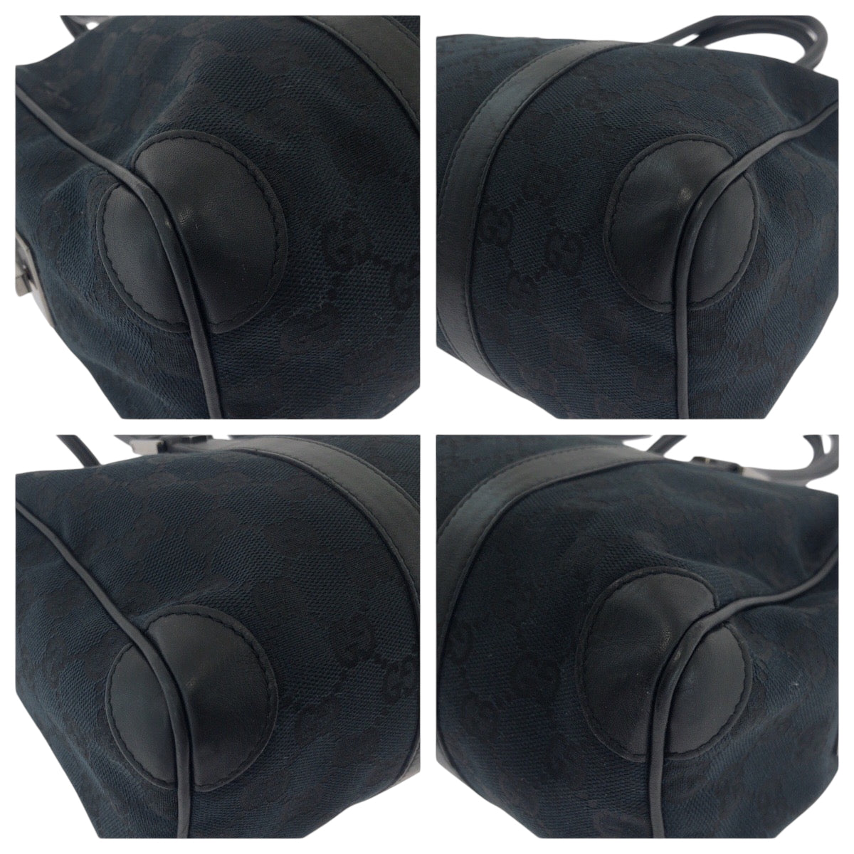 GUCCI Handbag 000 0851 GG canvas Black SilverMetal Handbags Mini Boston Duffel bag Women