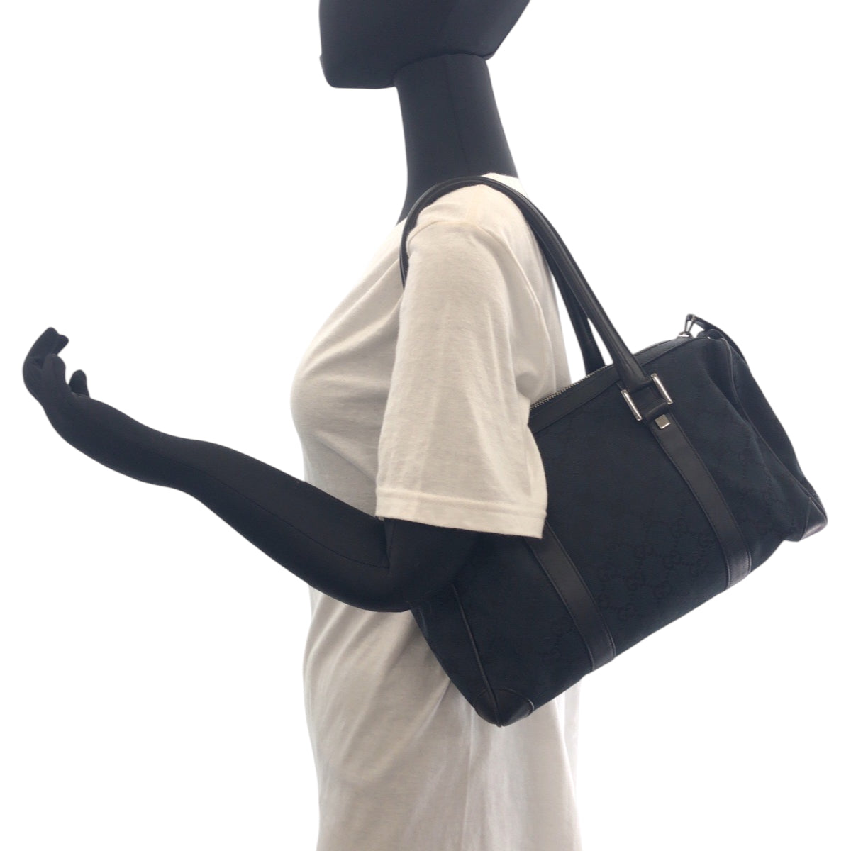 GUCCI Handbag 000 0851 GG canvas Black SilverMetal Handbags Mini Boston Duffel bag Women