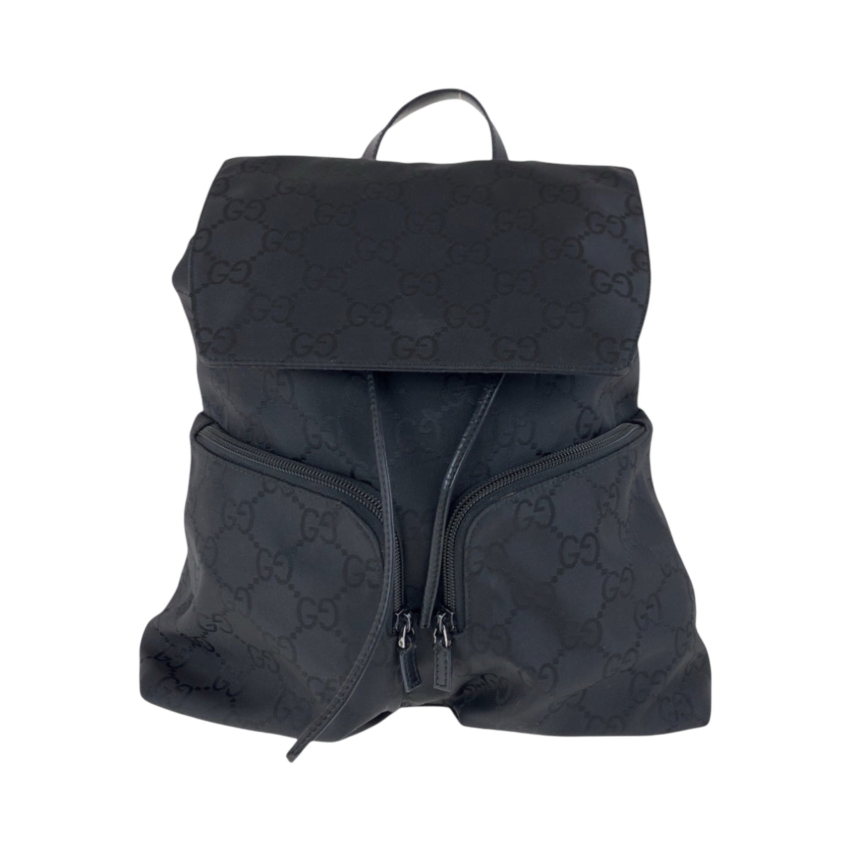 GUCCI Backpack 003 0238 Nylon Black SilverMetal Backpack Backpack GG pattern Women