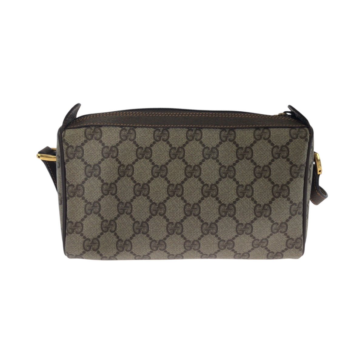 GUCCI Shoulder Bag 89 02 018 GG Supreme Canvas Beige Brown Gold Metal Shoulder Bag pochette Old Gucci Shelly Line Women
