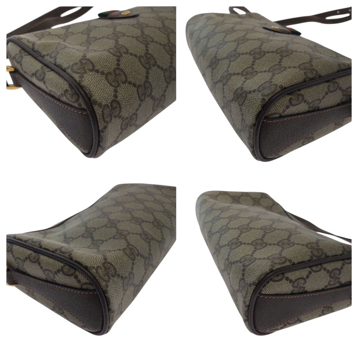 GUCCI Shoulder Bag 89 02 018 GG Supreme Canvas Beige Brown Gold Metal Shoulder Bag pochette Old Gucci Shelly Line Women