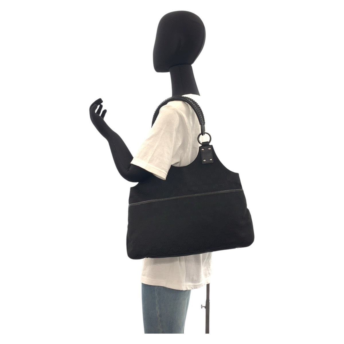GUCCI Shoulder Bag 132260 GG canvas, leather Black SilverMetal Shoulder Bag Tote Bag Women