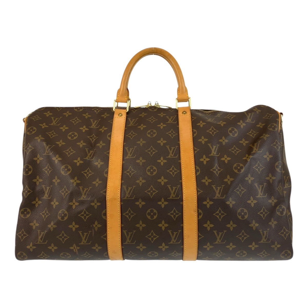 LOUIS VUITTON Boston Duffel bag PVC, Leather Brown Gold Metal Boston Duffel bag Shoulder Bag 2way Monogram Keepall 50 bandouliere mens
