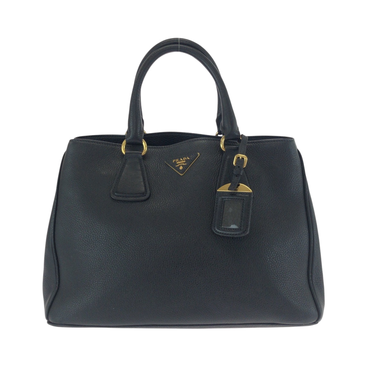 PRADA Tote Bag BN2579 leather Black GoldMetal Tote Bag Handbag Shoulder Bag Vitterodino Triangle With logo Women