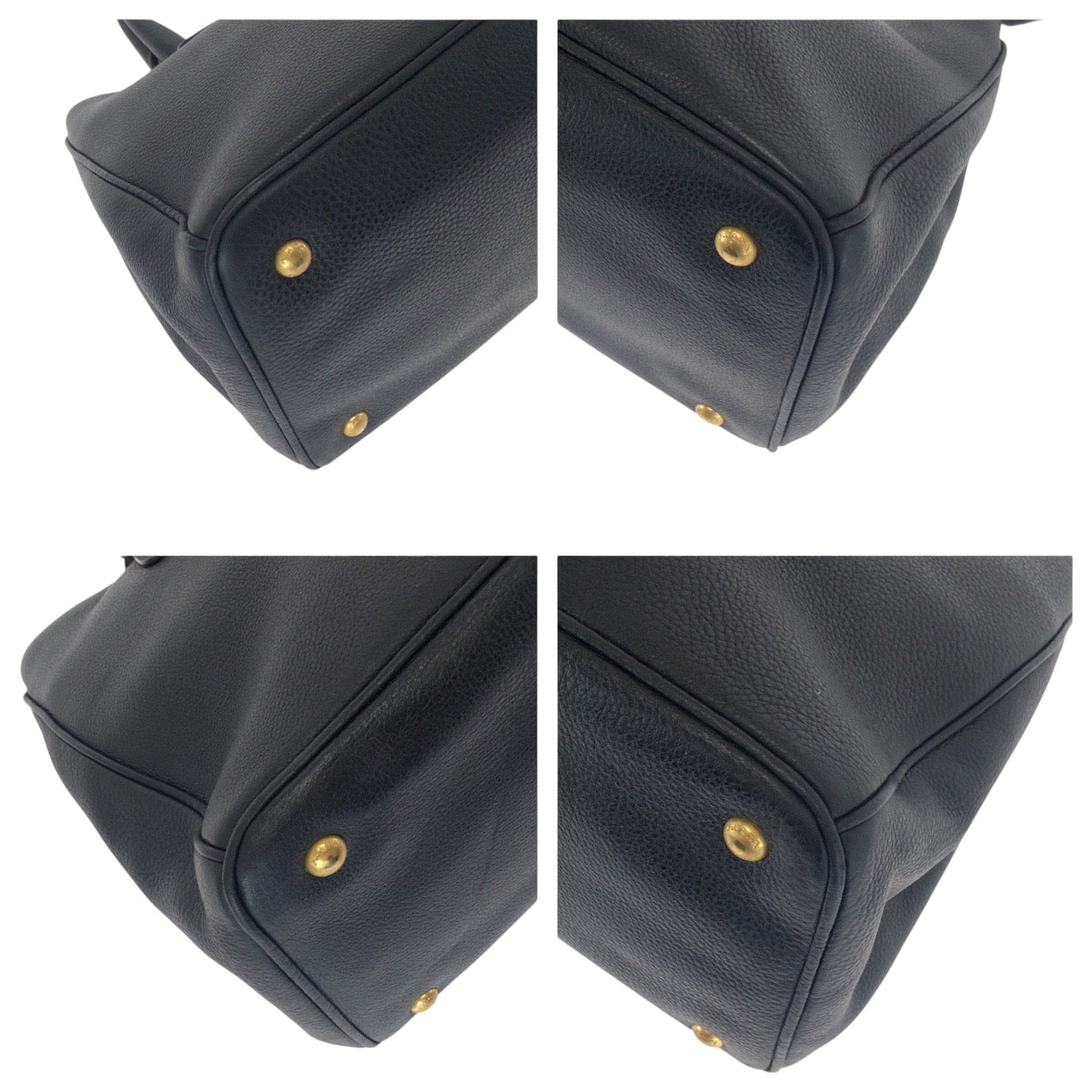 PRADA Tote Bag BN2579 leather Black GoldMetal Tote Bag Handbag Shoulder Bag Vitterodino Triangle With logo Women