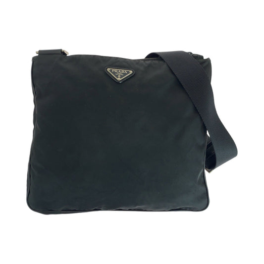 PRADA Shoulder Bag Nylon Black SilverMetal Shoulder Bag pochette Test Triangle With logo Women