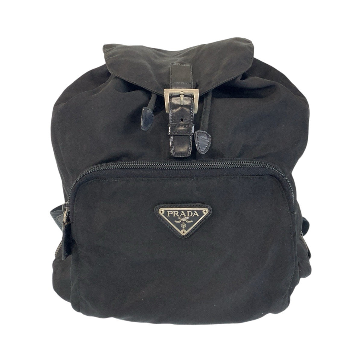 PRADA Backpack Nylon, Leather Black SilverMetal Backpacks & Daypacks Backpacks Test Triangle With logo Women