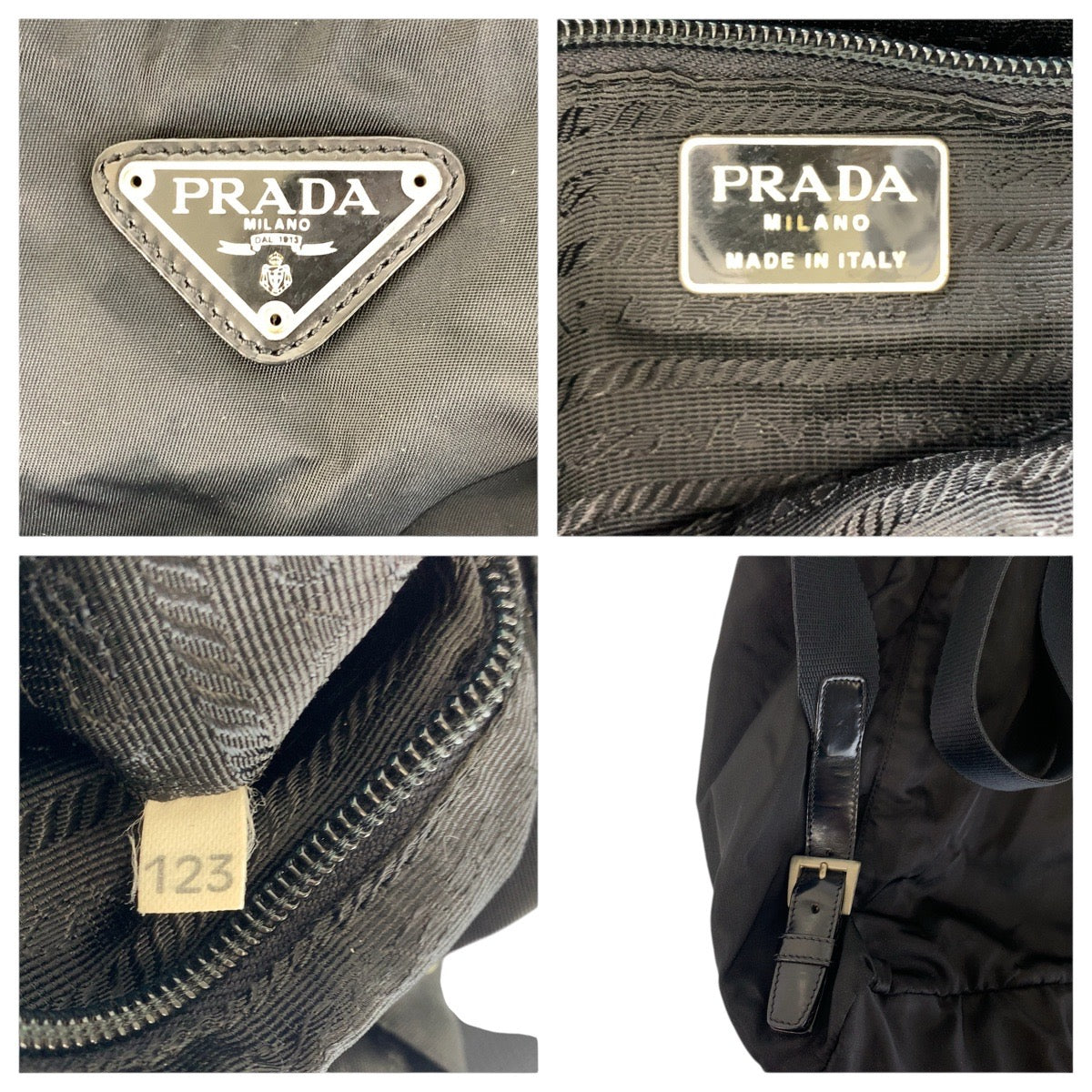 PRADA Backpack Nylon, Leather Black SilverMetal Backpacks & Daypacks Backpacks Test Triangle With logo Women
