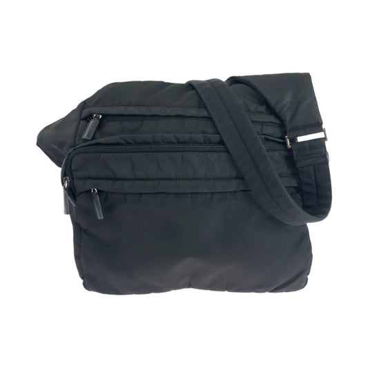 PRADA Shoulder Bag Nylon Black SilverMetal Shoulder Bag Messenger bag Test Triangle With logo mens
