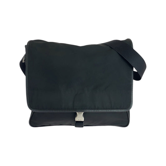 PRADA Shoulder Bag Nylon, Leather Black SilverMetal Shoulder Bag Messenger bag Test Triangle With logo mens