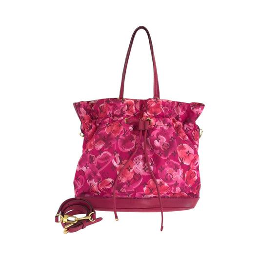 LOUIS VUITTON Tote Bag Nylon Rose Andian Pink Gold Metal Ikat flower Noeful MM