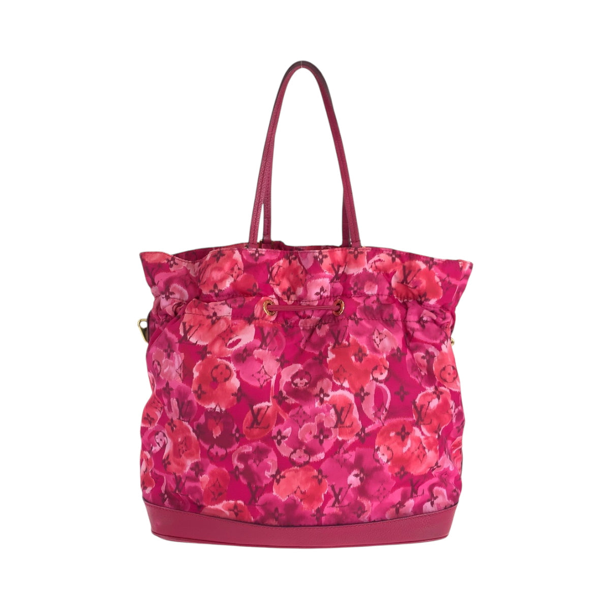 LOUIS VUITTON Tote Bag Nylon Rose Andian Pink Gold Metal Ikat flower Noeful MM