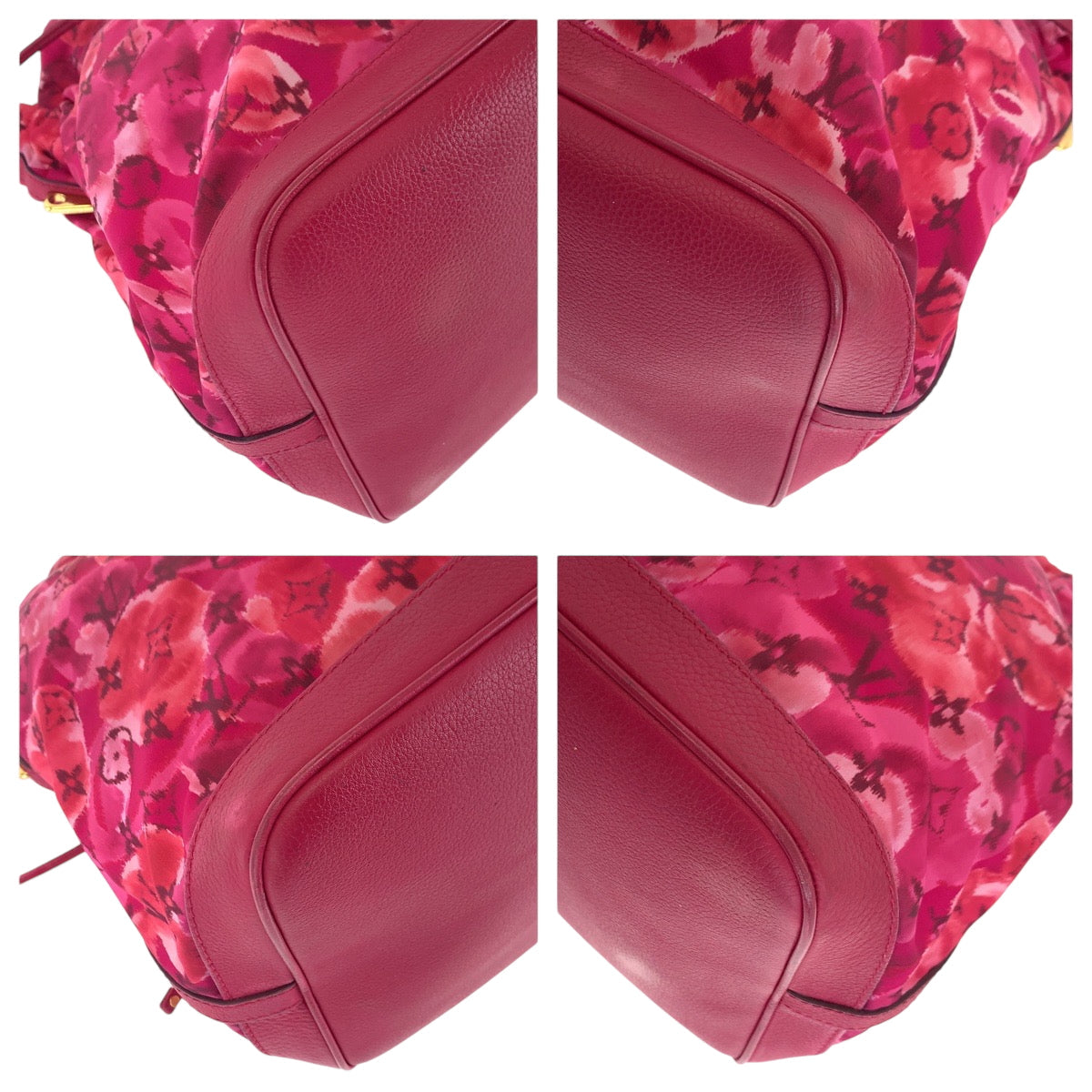 LOUIS VUITTON Tote Bag Nylon Rose Andian Pink Gold Metal Ikat flower Noeful MM