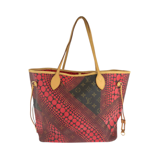 LOUIS VUITTON Tote Bag PVC Red Brown Gold Metal Tote Bag Shoulder Bag Monogram wave Yayoi Kusama collaboration Neverfull MM Women