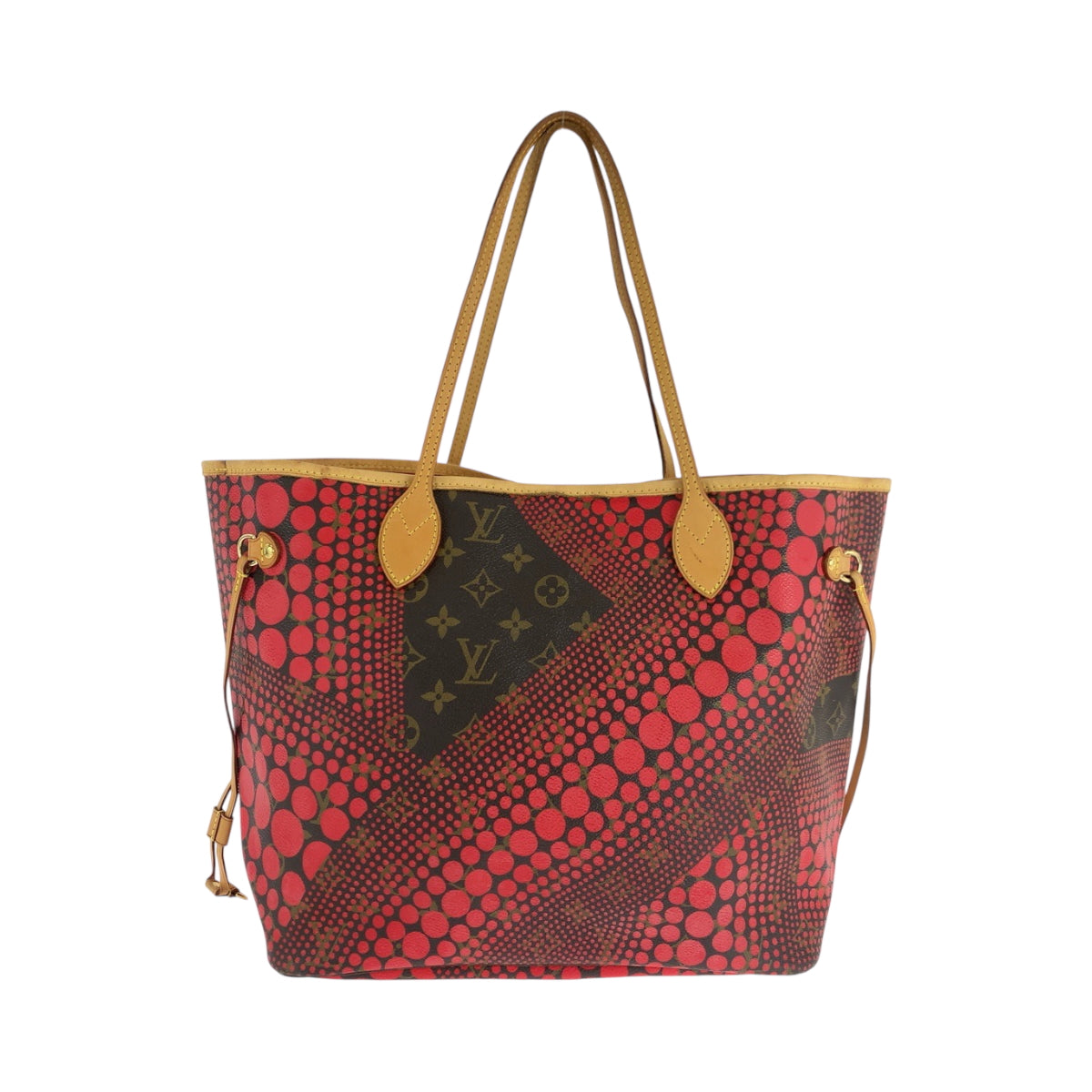 LOUIS VUITTON Tote Bag PVC Red Brown Gold Metal Tote Bag Shoulder Bag Monogram wave Yayoi Kusama collaboration Neverfull MM Women