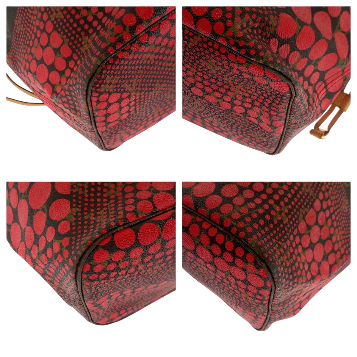 LOUIS VUITTON Tote Bag PVC Red Brown Gold Metal Tote Bag Shoulder Bag Monogram wave Yayoi Kusama collaboration Neverfull MM Women
