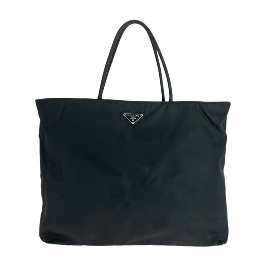 PRADA Tote Bag Nylon Black SilverMetal Tote Bag Shoulder Bag Test Triangle With logo Women