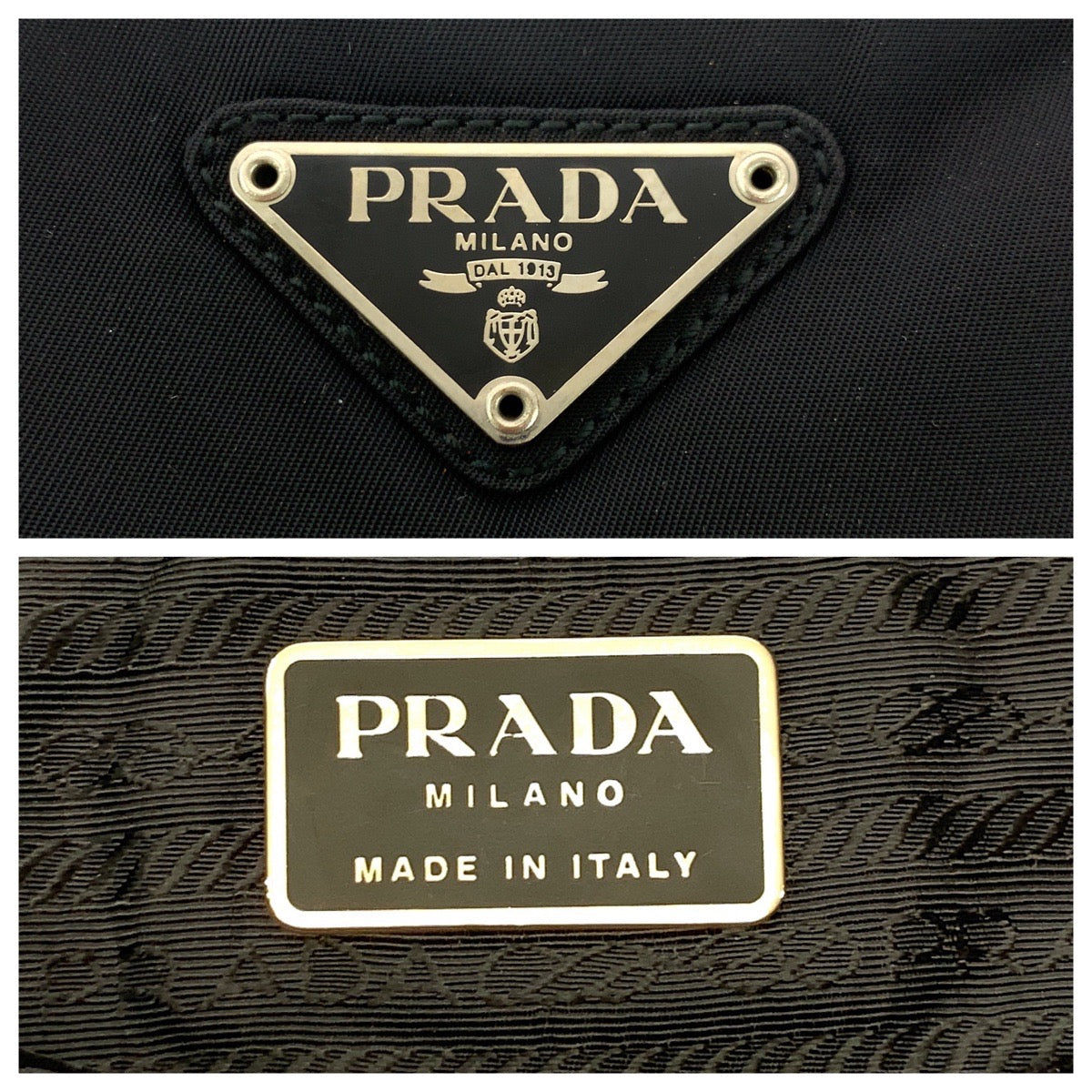 PRADA Tote Bag Nylon Black SilverMetal Tote Bag Shoulder Bag Test Triangle With logo Women - Style 8