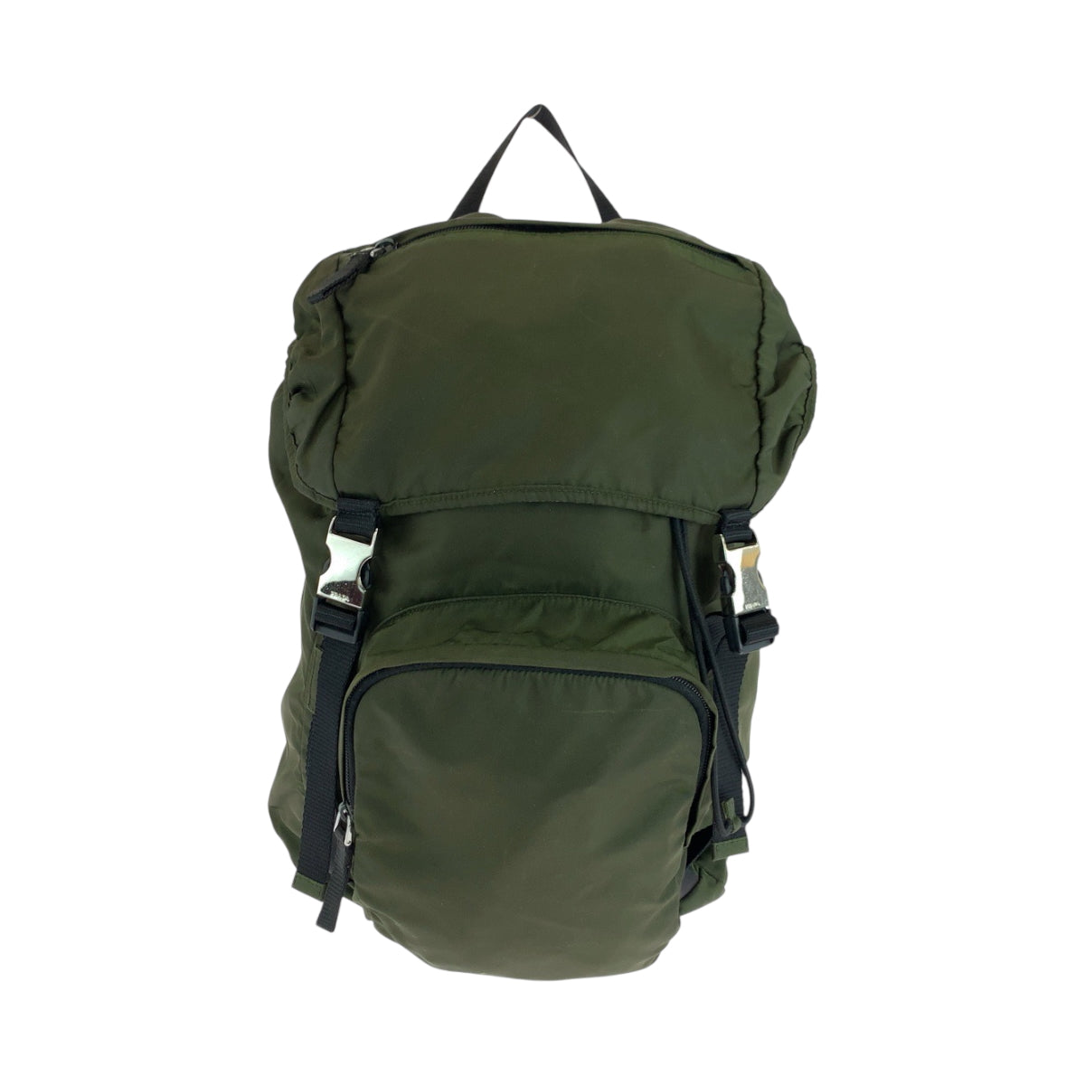 PRADA Backpack VZ0056 Nylon Khaki SilverMetal Backpack Backpack Test Triangle With logo mens