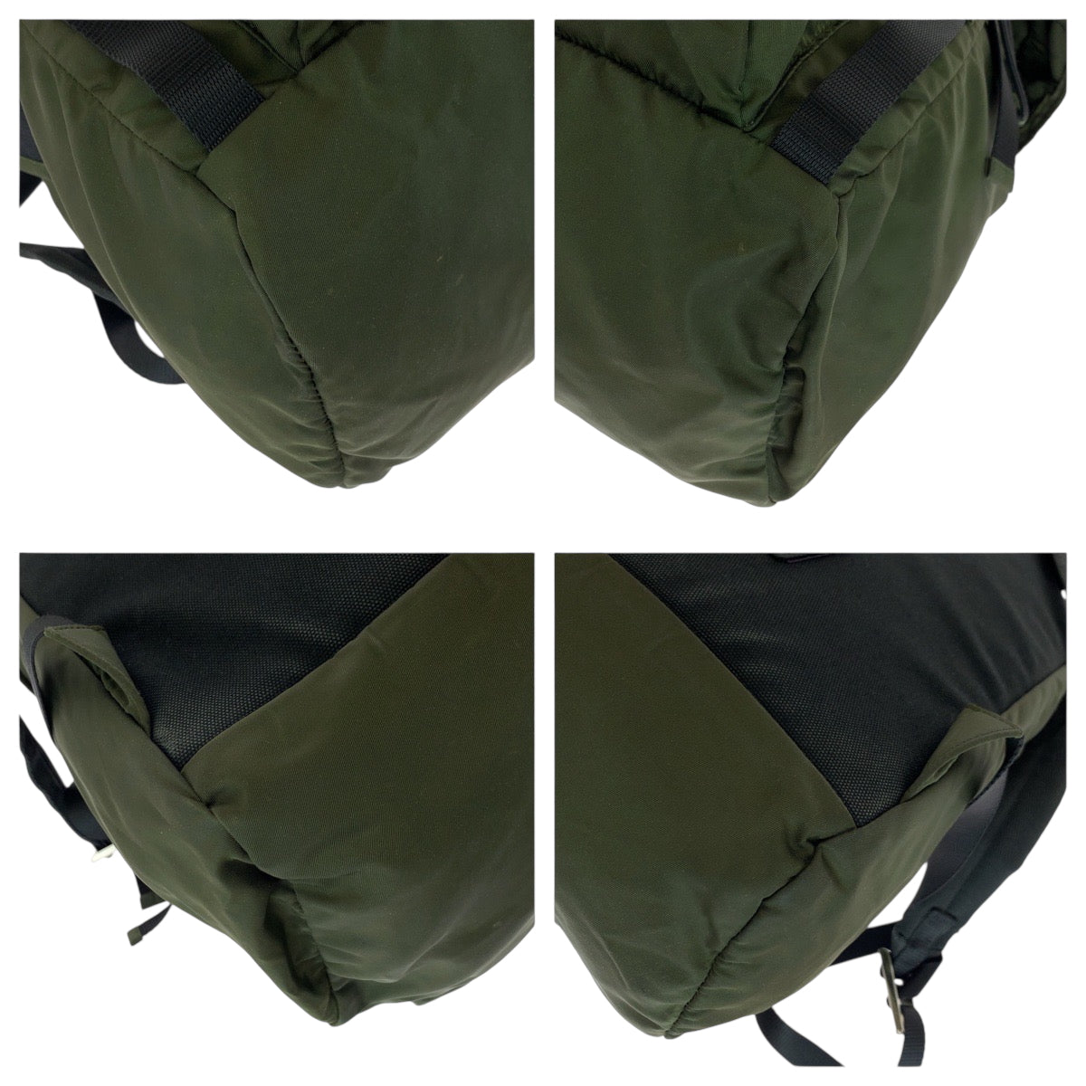 PRADA Backpack VZ0056 Nylon Khaki SilverMetal Backpack Backpack Test Triangle With logo mens