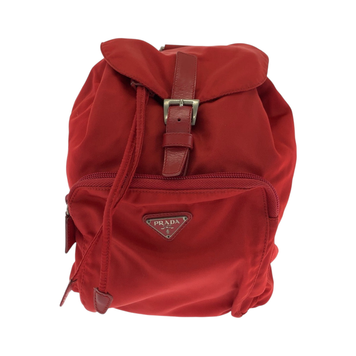 PRADA Backpack Nylon Red Silver Metal Backpack Backpack Test Triangle With logo Women