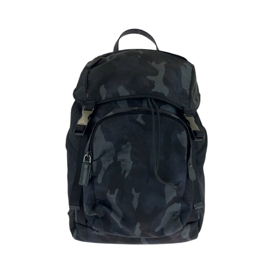PRADA Backpack 2VZ135 Nylon Black Blue Gray SilverMetal Backpack Backpack Camouflage Pattern Triangle With logo mens
