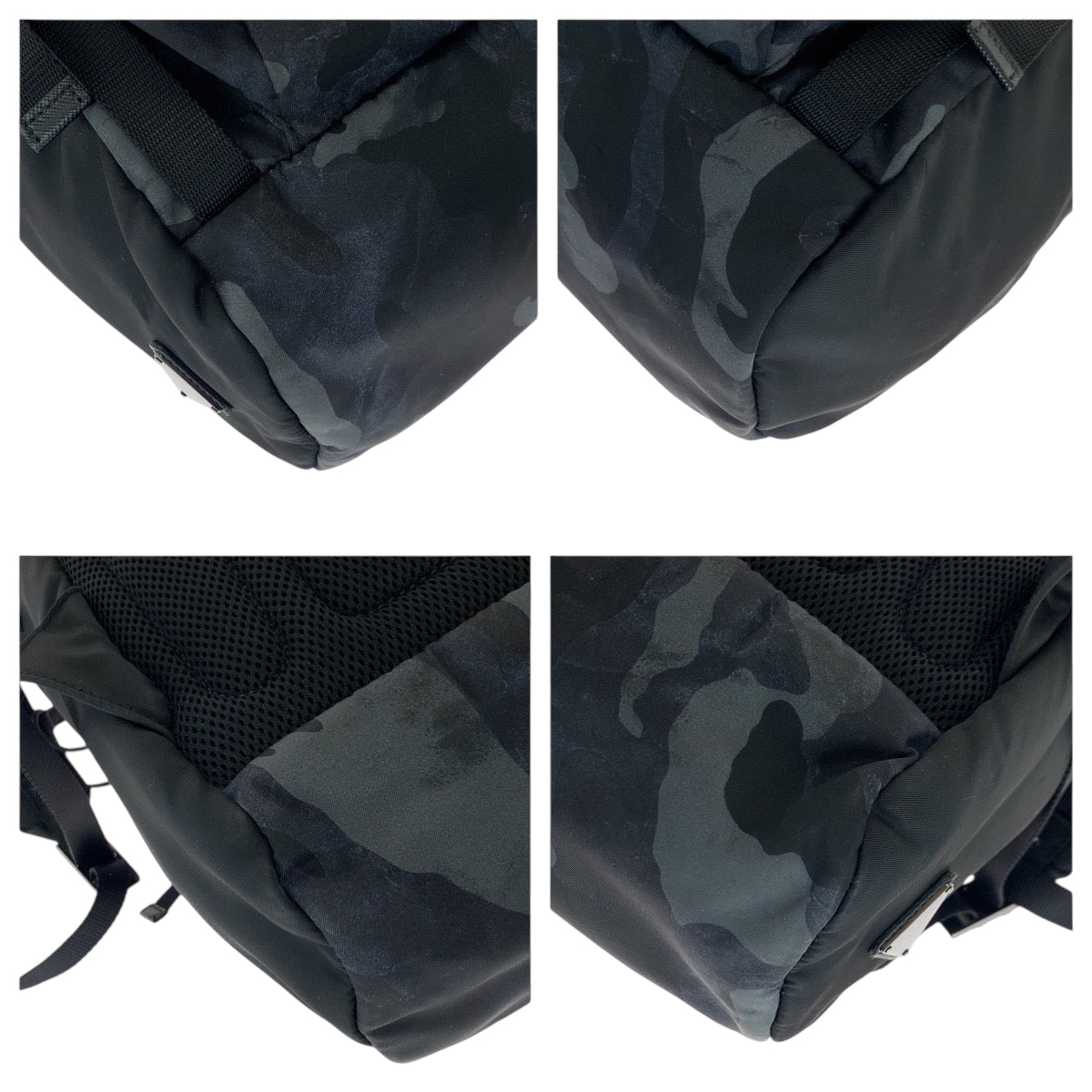 PRADA Backpack 2VZ135 Nylon Black Blue Gray SilverMetal Backpack Backpack Camouflage Pattern Triangle With logo mens