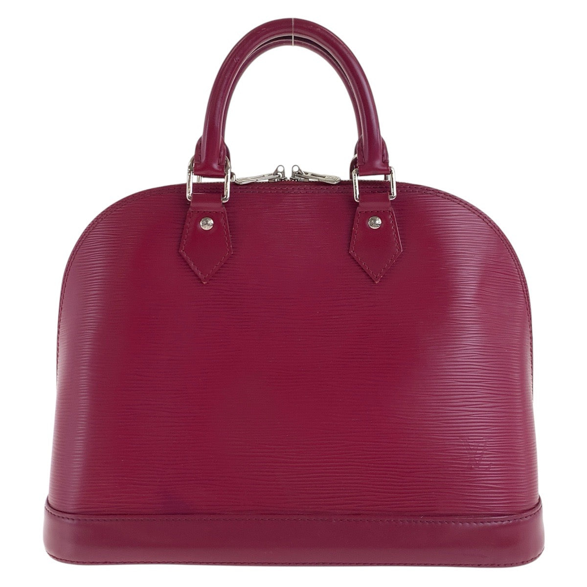 LOUIS VUITTON Handbag leather Fuchsia Wine Red Bordeaux SilverMetal Epi Alma Women