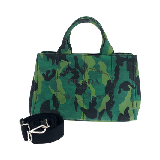 PRADA Tote Bag B2642B canvas Green Multicolor SilverMetal Shoulder Bag Tote Bag 2way Canapa Camouflage Pattern logo Women