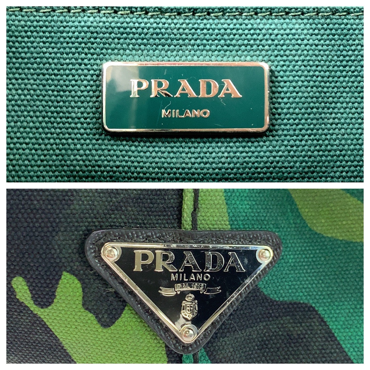 PRADA Tote Bag B2642B canvas Green Multicolor SilverMetal Shoulder Bag Tote Bag 2way Canapa Camouflage Pattern logo Women