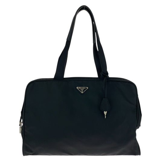 PRADA Shoulder Bag Nylon Black SilverMetal Shoulder Bag Tote Bag Test Triangle With logo Women