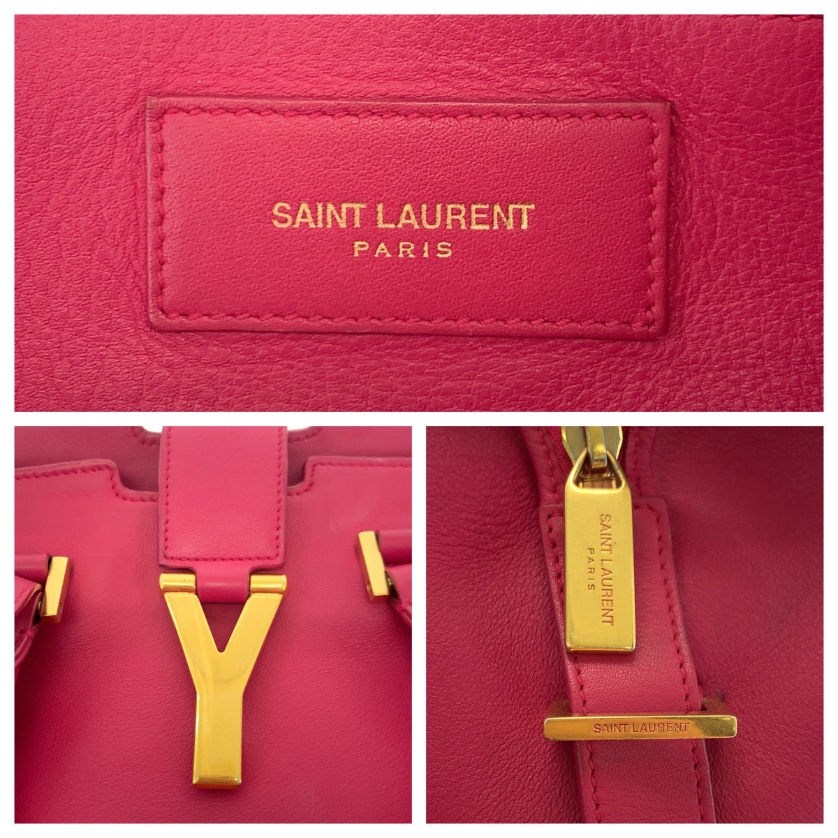 Saint Laurent Paris Petit Cabas Y Line Leather 2way Bag