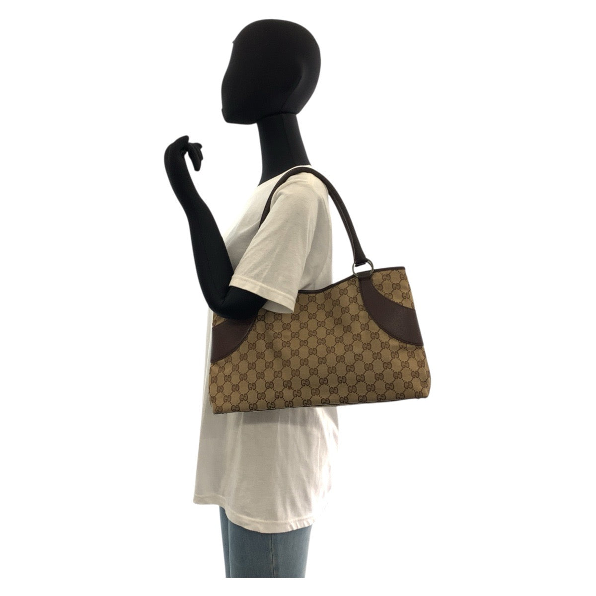 GUCCI Tote Bag 113015 GG canvas, leather Beige brown Tote Bag Shoulder Bag Women