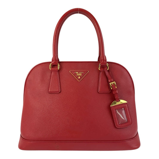 PRADA Handbag leather Red Gold Metal Safiano Promenade Women