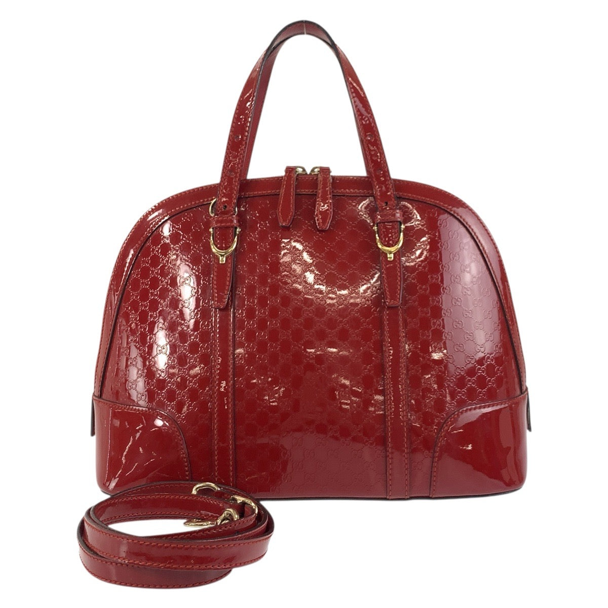 GUCCI Handbag 309617 enamel Red Gold Metal Handbag Shoulder Bag 2way Micro Guccisima Women