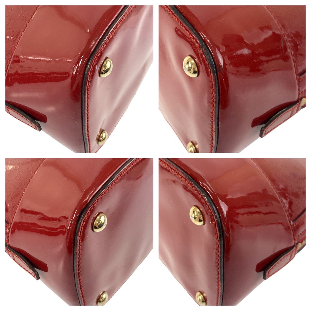 GUCCI Handbag 309617 enamel Red Gold Metal Handbag Shoulder Bag 2way Micro Guccisima Women