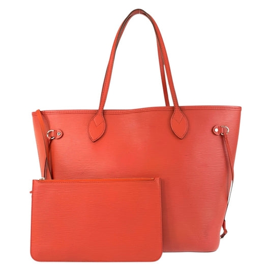 LOUIS VUITTON Tote Bag leather Orange SilverMetal Tote Bag Shoulder Bag Epi Neverfull MM Women