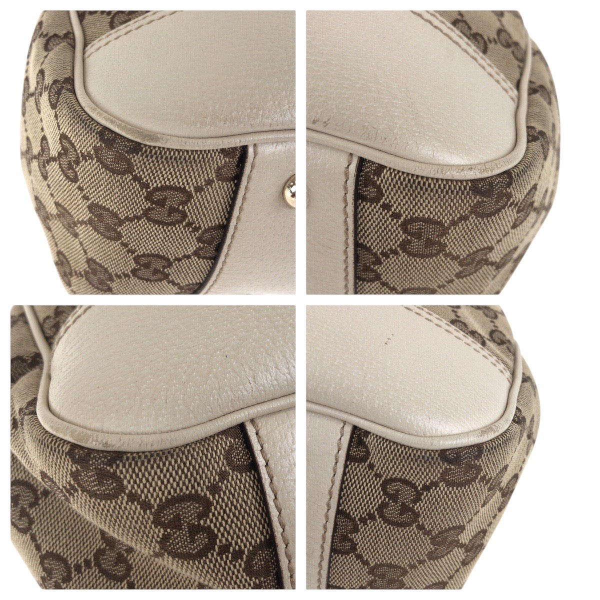 GUCCI Tote Bag 168805 GG canvas, leather Beige Ivory Gold Metal Tote Bag Shoulder Bag Sherry line Women