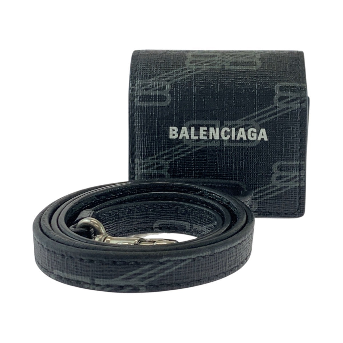 BALENCIAGA Other smartphones 702589 1061 PVC black Airpods case unisex BB monogram With StrapAirPods Case mens(Unisex)