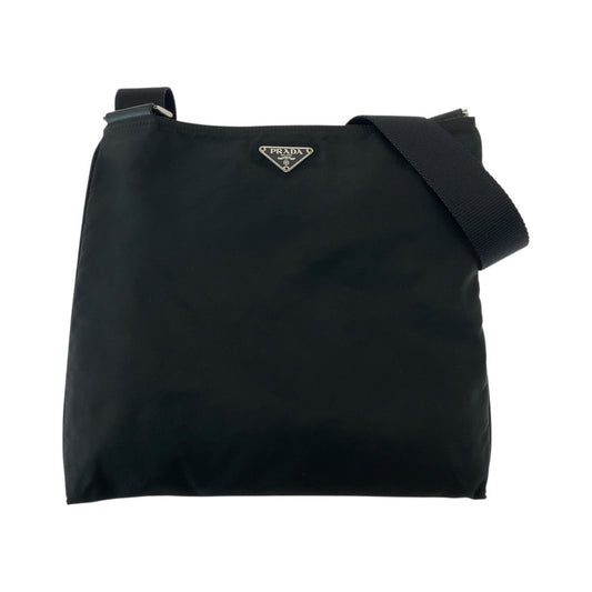 PRADA Shoulder Bag Nylon Black SilverMetal Test Triangle With logo Women